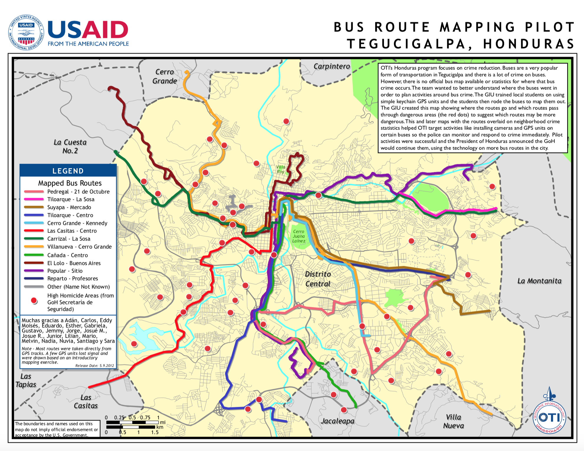 Honduras Bus Map